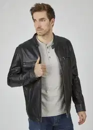 Lederjacke BUDANILO mit Reiverschlssen und Druckknopfriegeln
