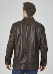 bugatti Lederjacke BUDAVID Dunkelbraun/Grau/Braun/Dunkelgrün