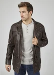 bugatti Lederjacke BUDAVID Dunkelbraun/Grau/Braun/Dunkelgrün