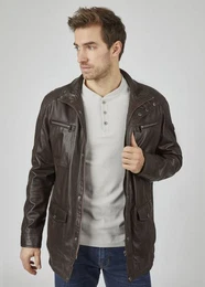 Lederjacke BUDAVID mit Pattentaschen und Abdeckleiste