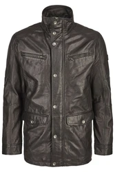bugatti Lederjacke BUDAVID Dunkelgrün/Grau/Dunkelgrau/Dunkelbraun/Braun