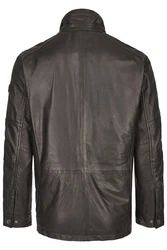 bugatti Lederjacke BUDAVID Dunkelgrün/Grau/Dunkelgrau/Dunkelbraun/Braun