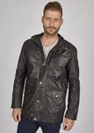 bugatti Lederjacke BUDAVID Dunkelgrün/Grau/Dunkelgrau/Dunkelbraun/Braun