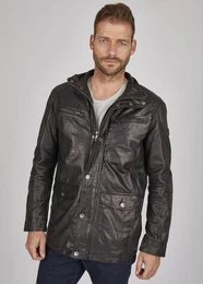 Lederjacke BUDAVID mit Pattentaschen und Abdeckleiste