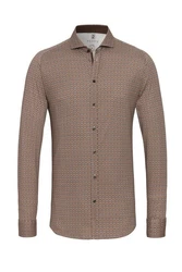 DESOTO Langarmhemd Beige/Braun/Bordeaux