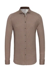 DESOTO Langarmhemd Beige/Braun/Bordeaux