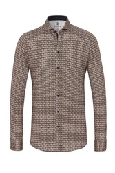 DESOTO Langarmhemd Beige/Braun/Bordeaux