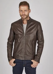 bugatti Lederjacke BUAPOLLO Dunkelbraun/Grau/Braun/Dunkelgrün