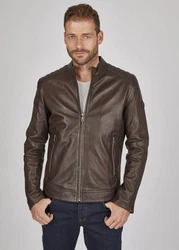 bugatti Lederjacke BUAPOLLO Dunkelbraun/Grau/Braun/Dunkelgrün
