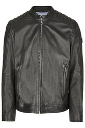 bugatti Lederjacke BUAPOLLO Schwarz/Dunkelgrau/Grau/Dunkelgrün