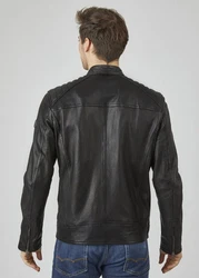 bugatti Lederjacke BUAPOLLO Schwarz/Dunkelgrau/Grau/Dunkelgrün