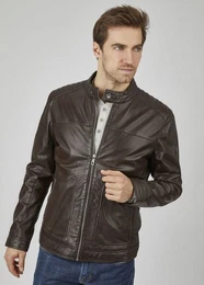 Lederjacke BUCLAUDIO mit Riegeln und Stehkragen