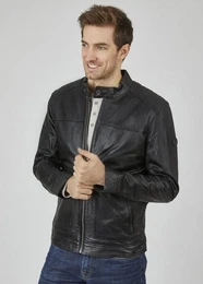 Lederjacke BUCLAUDIO mit Riegeln und Stehkragen