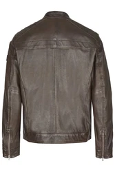 bugatti Lederjacke BUAMADEO mit Stehkragen Dunkelbraun/Braun/Grau