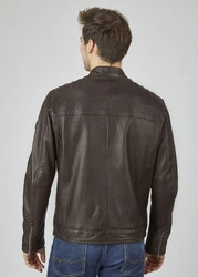 bugatti Lederjacke BUAMADEO mit Stehkragen Dunkelbraun/Braun/Grau