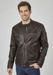 bugatti Lederjacke BUAMADEO mit Stehkragen Dunkelbraun/Braun/Grau
