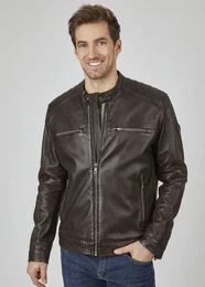 Lederjacke BUAMADEO mit Stehkragen und Druckknopfriegel