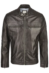 bugatti Lederjacke BUAMADEO mit Stehkragen Grau/Dunkelgrün/Braun/Dunkelgrau/Dunkelbraun/Khaki