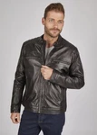 bugatti Lederjacke BUAMADEO mit Stehkragen Grau/Dunkelgrün/Braun/Dunkelgrau/Dunkelbraun/Khaki