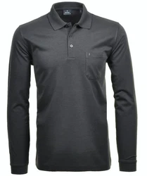 RAGMAN Poloshirt Langarmshirts Grau/Dunkelgrau