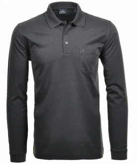 RAGMAN Poloshirt Langarmshirts Grau/Dunkelgrau
