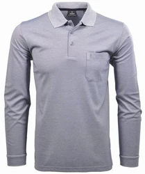 RAGMAN Poloshirt Langarmshirts Grau/Hellgrau/Blau