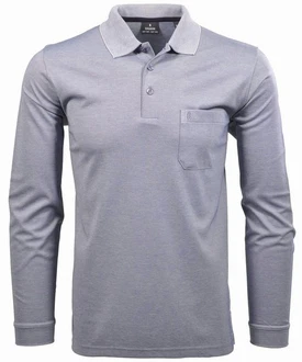 RAGMAN Poloshirt Langarmshirts Grau/Hellgrau/Blau