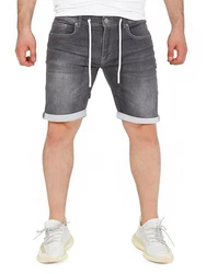 WOTEGA Jeansshorts Diego Dunkelgrau/Grau/Hellgrau