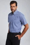 JP1880 Kurzarmhemd Business Halbarm Vichy-Karo Blau/Dunkelblau/Hellblau
