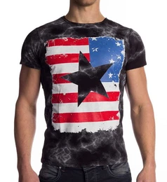 T-Shirt T-Shirt Hemd Amerika USA Stern Flagge Jersey (1-tlg) 1479 in Schwarz