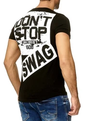 Egomaxx T-Shirt Print Motiv Patch Aufnäher H2010 (1-tlg) 2010 Schwarz
