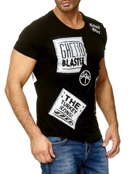 Egomaxx T-Shirt Print Motiv Patch Aufnäher H2010 (1-tlg) 2010 Schwarz