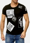 Egomaxx T-Shirt Print Motiv Patch Aufnäher H2010 (1-tlg) 2010 Schwarz