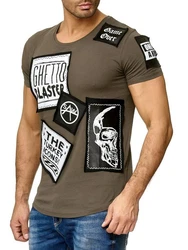Egomaxx T-Shirt Print Motiv Patch Aufnäher H2010 (1-tlg) 2010 Olive