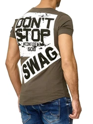 Egomaxx T-Shirt Print Motiv Patch Aufnäher H2010 (1-tlg) 2010 Olive