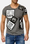 Egomaxx T-Shirt Print Motiv Patch Aufnäher H2010 (1-tlg) 2010 Grau