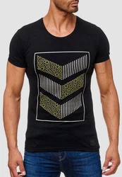 Egomaxx T-Shirt 3D Print Short Sleeve Shirt H2160 (1-tlg) 2160 Schwarz (2160)