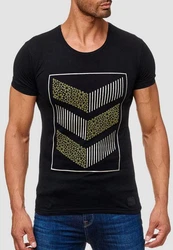 Egomaxx T-Shirt 3D Print Short Sleeve Shirt H2160 (1-tlg) 2160 Schwarz (2160)
