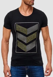 T-Shirt T Shirt 3D Print Short Sleeve Shirt H2160 (1-tlg) 2160 in Schwarz