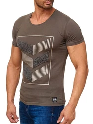Egomaxx T-Shirt 3D Print Short Sleeve Shirt H2160 (1-tlg) 2160 Olive (2160)