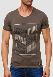 Egomaxx T-Shirt 3D Print Short Sleeve Shirt H2160 (1-tlg) 2160 Olive (2160)