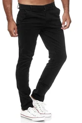 Tazzio Chino Herren Slim Fit Chinohose Designer Hose Stoffhose Herrenhose Stretch Neu (19530) Schwarz