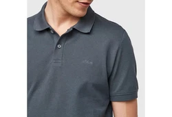 s.Oliver Herren Poloshirt Kurzarm Regular Fit mit Logostickerei Dunkelblau/Blau