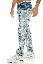 Cipo & Baxx Slim-fit-Jeans Herren Jeans Hose Blau/Weiß