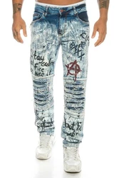 Cipo & Baxx Slim-fit-Jeans Herren Jeans Hose Blau/Weiß