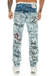 Cipo & Baxx Slim-fit-Jeans Herren Jeans Hose Blau/Weiß