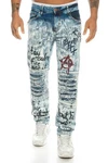 Cipo & Baxx Slim-fit-Jeans Herren Jeans Hose Blau/Weiß
