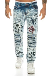 Cipo & Baxx Slim-fit-Jeans Herren Jeans Hose Blau/Weiß