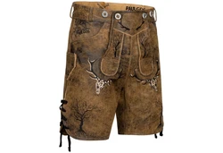 PAULGOS Trachtenhose Herren Lederhose Kurz mit Trägern (HK6) HK6