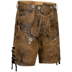 PAULGOS Trachtenhose Herren Lederhose Kurz mit Trägern (HK6) HK6